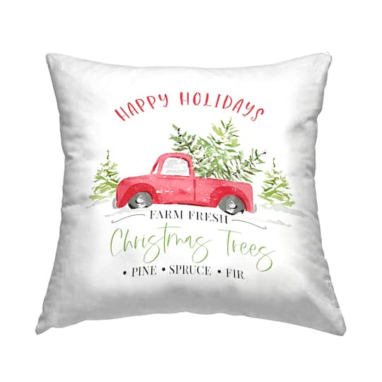Stupell Industries Farm Fresh Christmas Tree Truck Throw Pillow
